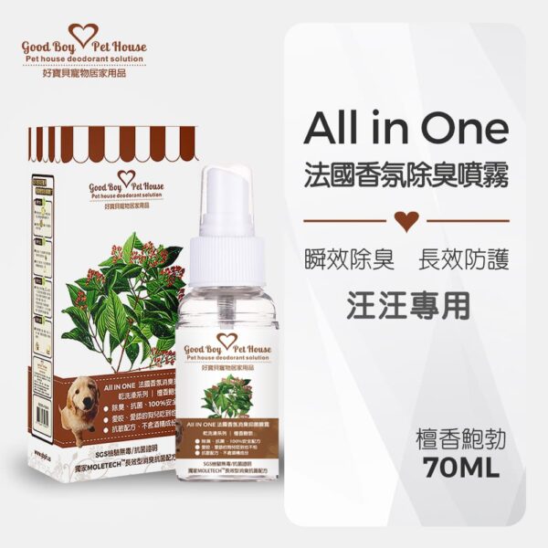 ALL IN ONE法國香氛除臭噴霧70ml-檀香鮑勃