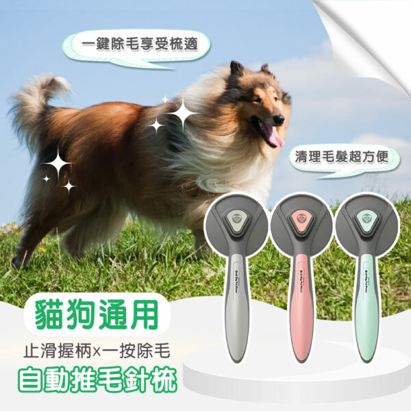 寵物自動清潔推毛針梳 💕一鍵除毛 💕圓潤梳頭不傷膚💕犬貓通用：圖片 3