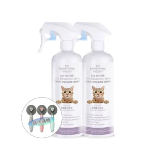 ALL IN ONE 法國香氛貓咪除臭防護噴霧 500ml x2瓶+贈寵物毛梳 五種香味可選 - 紫色玳玳, 500mlx2