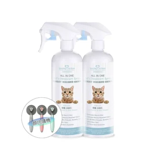 ALL IN ONE 法國香氛貓咪除臭防護噴霧 500ml x2瓶+贈寵物毛梳 五種香味可選 - 藍色風信子, 500mlx2