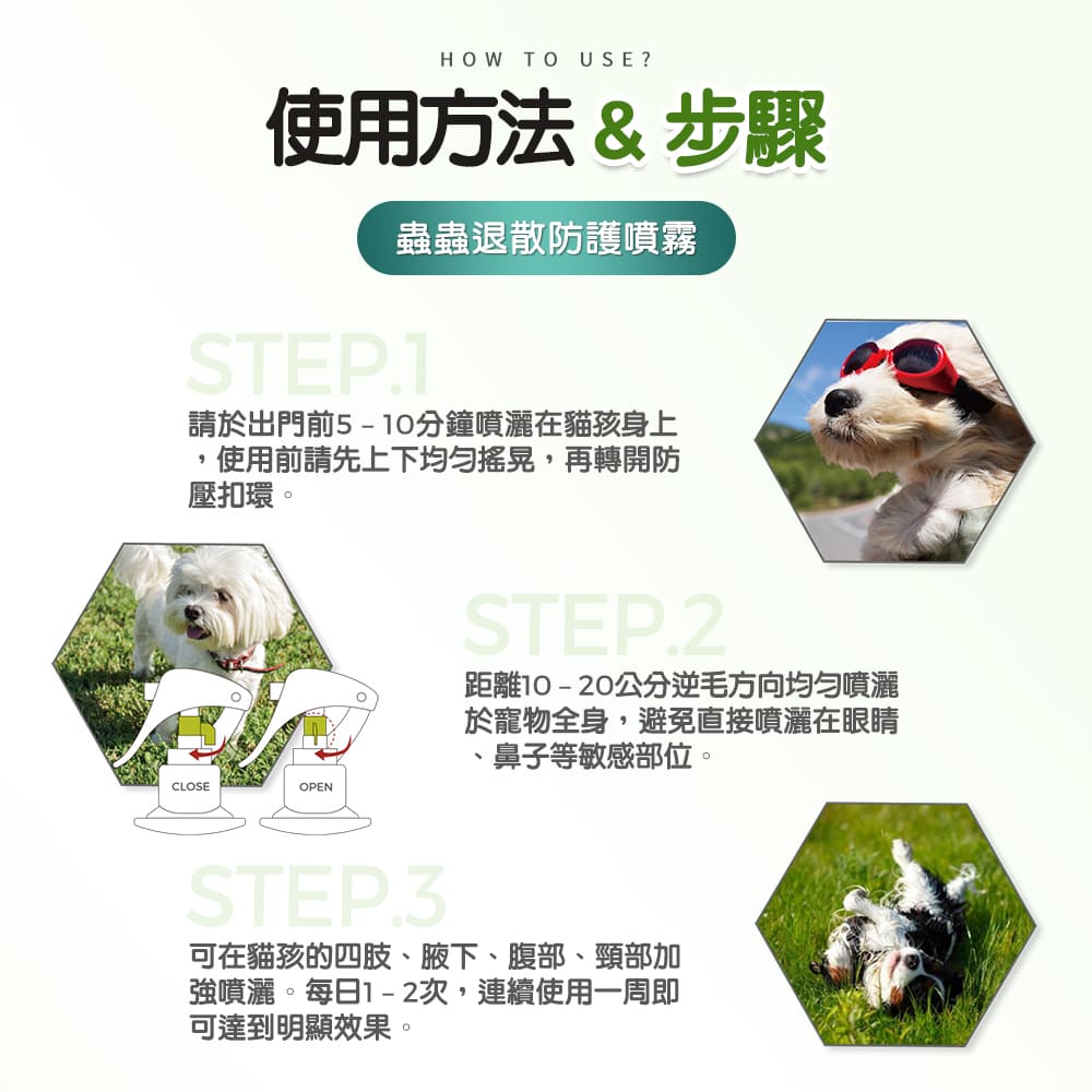 使用方法與步驟 蟲蟲退散防護噴霧