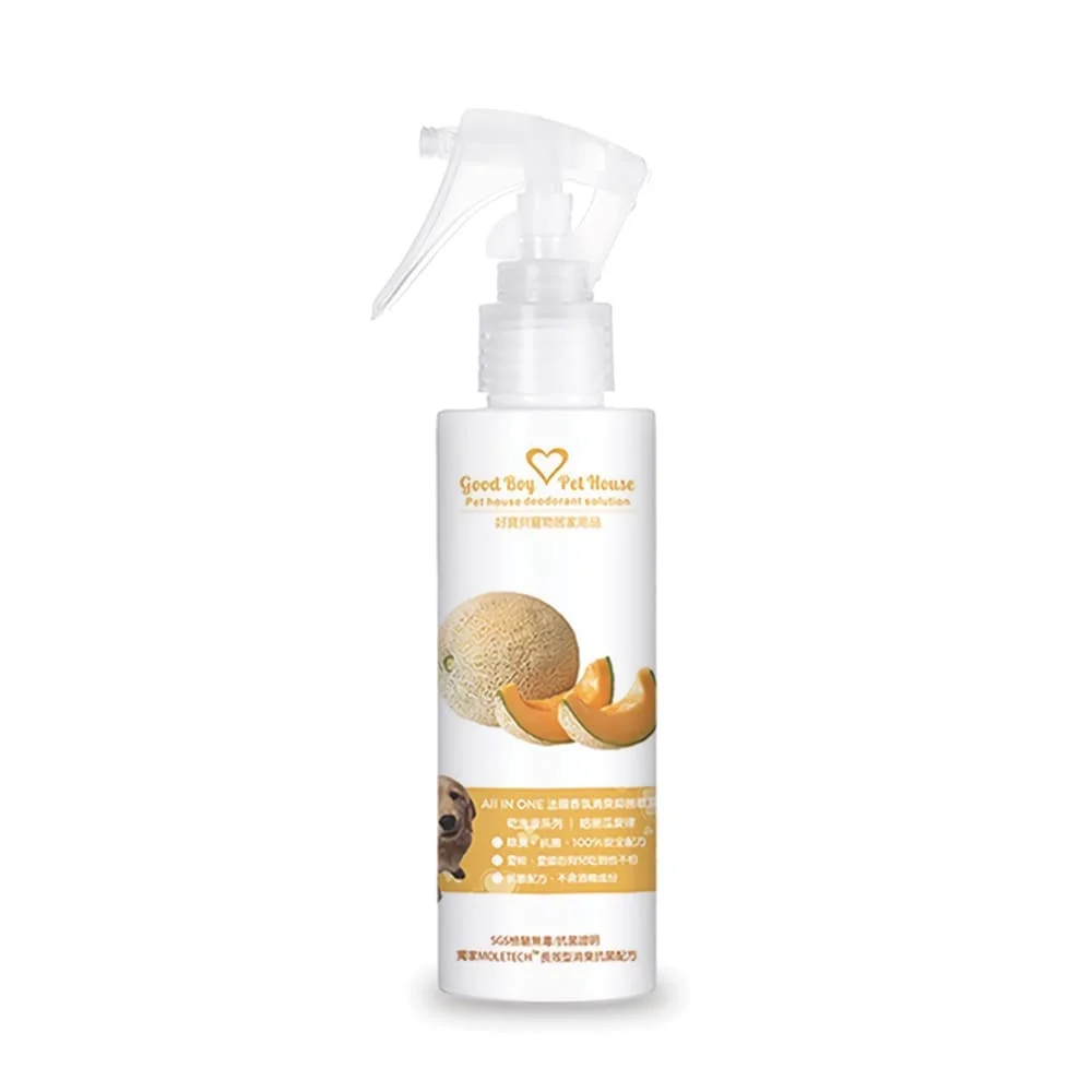 All IN ONE法國香氛寵物除臭防護噴霧 150ml 隨身瓶 一瓶在手 寵味沒有｜ GBPH 好寶貝寵物居家用品 https://www.gbph.us/product/lazy-shower-body-deodorant-spray-melon-melody-150ml/ 這款 All IN ONE法國香氛寵物除臭防護噴霧 寵物除臭噴霧 可有效消除寵物尿液、糞便和各種異味。另外還可用來幫寵物乾洗澡，這款是天然成份製成，採用獨家的奈米科技除臭配方有效分解臭味，而非用香精掩蓋臭味，安全溫和，對人寵皆無害。不管是環境除臭還是寵物除臭，一噴除臭無痕，讓家裡空間清新如初！讓家裡再也不臭臭的喔！